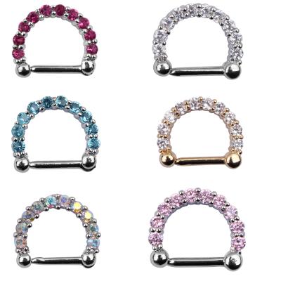 China New FASHIONABLE Nose Ring Hoop Stainless Steel Septum Clicker Nose 10Pcs/Set Piercing Band Rod Ring Body Jewelry Fashion Zircon for sale