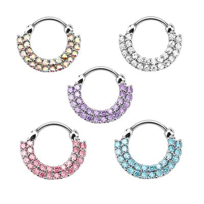 China 5Pcs/Set FASHION Surgical Steel Rings Pierced Ring Ear Cartilage Helix Clicker Rings Body Piercing Zircon Elbow Nose Piercing Jewelry for sale