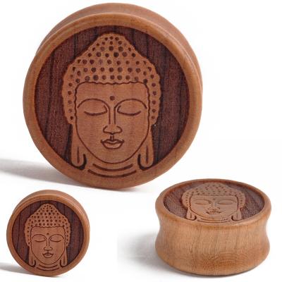 China 10Pairs/Set FASHIONABLE Wooden Plugs Ear Tunnels Double Rocket Plug Saddle Flesh Tunnel Ear Gauges Fashion Piercing Wood Plugs Body Jewelry for sale