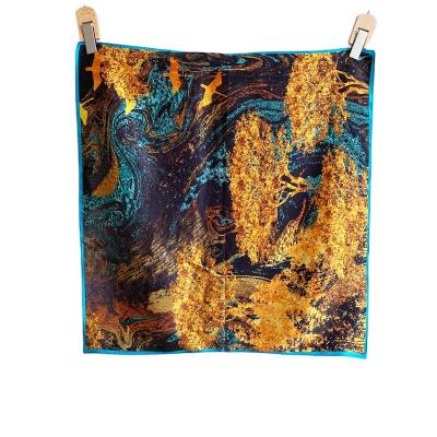 China New Arrivals Mujer Square Female Silk Scarf Digital Floral Print Satin Scarf Floral Silk For Women Printing for sale