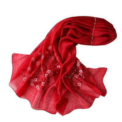 China Wholesale five colors fashionable floral luxury hijab small fancy scarf soft smooth feeling for women for sale