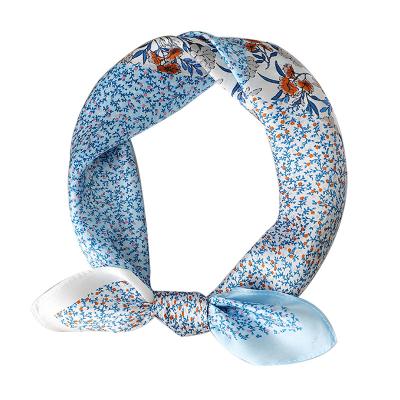 China 2022 Wholesale Fashion Square Elegant Women Printed Silk Scarf Small Square Neckerchief Satin for sale