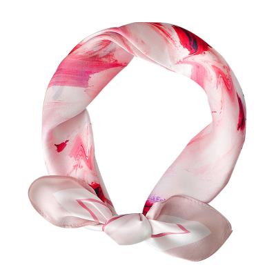 China 2022 New Square Edge Small Fashion Elegance Luxury Silk Neck Women's Satin Square Scarf Custom Made for sale