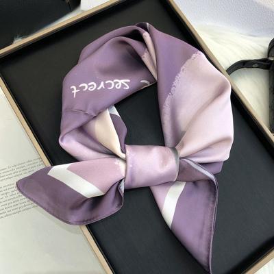 China Wholesale Silk Scarves 70*70cm Ladies Square Scarf Purple Silk Hijab Scarf Elegant Silk Square Scarf for sale