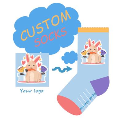 China Breathable CY Socks High Quality Custom Own Logo Funny Kids Crew Cotton Kids Socks for sale