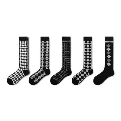 China Wholesales CY QUICK DRY Educate Girls Retro High Calf Argyle Cotton Mid Calf Socks for sale