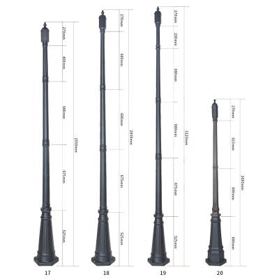 China 3M European Style Antique Split Screw Installation Lamp Aluminum Post Solar Light Pole for sale