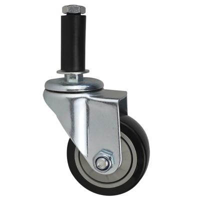 China 2/3/4 Inch Rigid Non Marking Rubber Type Lean Pipe Insert Rod Cart Silent Swivel Caster Swivel Caster Expansion Wheel for sale