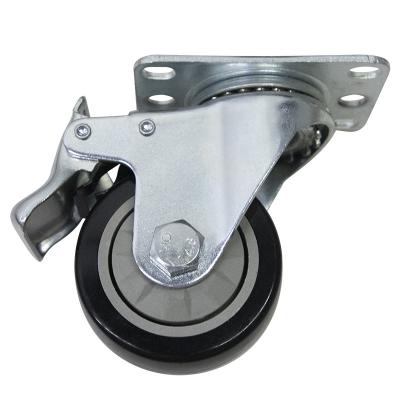 China Rigid 3 4 5 Inch Swivel Hard Rubber Caster With Brakes Heavy Duty Plate Casters Stainless Steel Adjustable Casters for sale