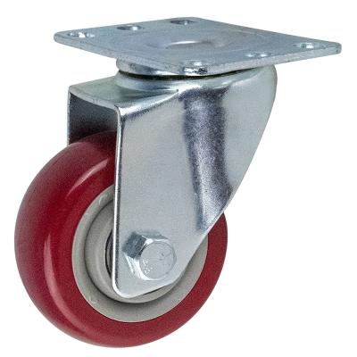 China CS-3 Rigid Swivel Red Hard Rubber Caster 3/4 /5 Inch Heavy Duty Plate Casters with No Brakes Stainless Steel Wheels for sale