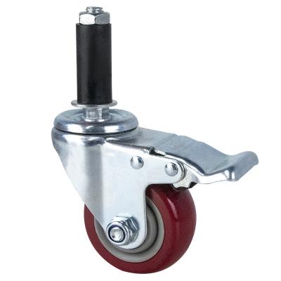 China swivel & 3 Inch Rigid Swivel Wire With Red Foot Brake Caster Wheel Trolley Wheel Swivel Locking Bench Casters for sale