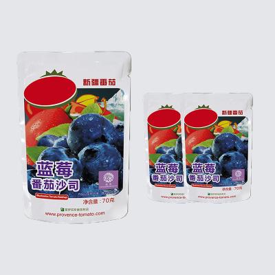 China Blueberry Tin Tomato Paste 70g Tomatenmasse in Beutel Originalgeschmack zu verkaufen