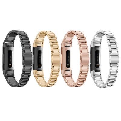 China Waterproof Stainless Steel Metal Three Bead Watch Band For Fitbit Watch for sale