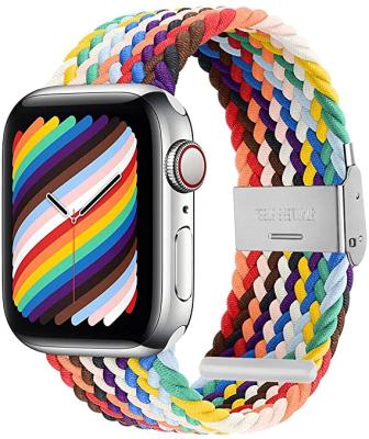 China Soft Adjustable Braided Single Loop Loop for Apple Watch Soft Elastic Nylon Wrist Band Elastic Band for sale