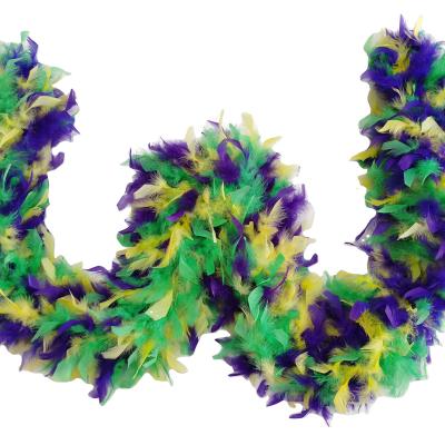 China Turkey Feather Rainbow Fur Party Feather Scarf Bulk Colorful Decorative Feather Boa for sale