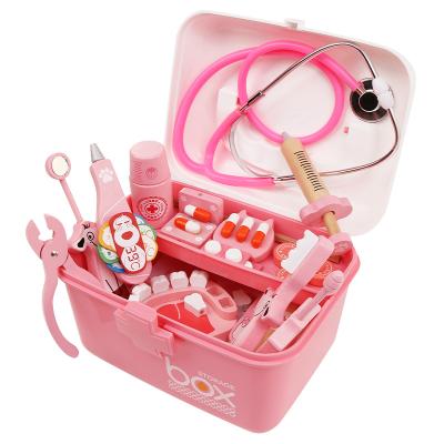 China Amazon Luxury Hot Selling Kids Medical Kit Wooden Play Pretend Toys Wooden Doctor Set Toy For 2-6kids for sale