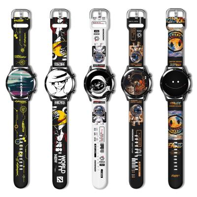 China 20mm Strap Rubber Rubber Sports 22mm Print Silicone Watch Band For Samsung Active Strap for sale