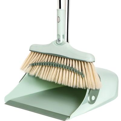 China Self-cleaning Rotating Carpet Broom Soft Bristle Ceiling Broom Broom and Dustpan Set with Long Handle for sale