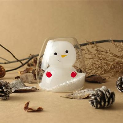 China Double Wall Christmas Tree Juice Cup Christmas Snowman Traditional Glass Water Beverage Glass Mug for sale