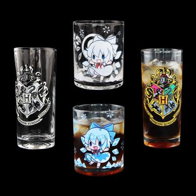 China Tumbler glass-beer glass with beer glass changing to water glass to color decal juice glass for sale