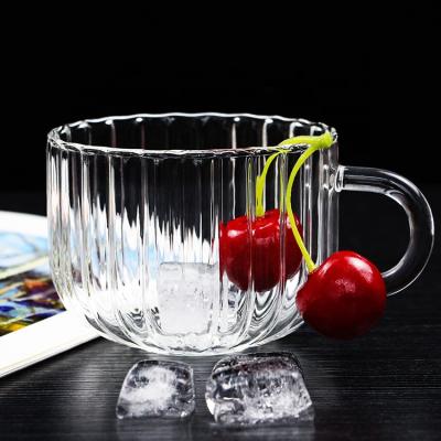 China Afternoon Viable Vertical Glass Red Tea Cup Red Edge Coffee Mug Office Coffee Glass Mugs With Handle for sale