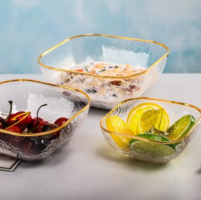 China Square Stocked And Clear Round Tableware Fruit Glass Bowl Set Salad Bowl Set Glass Bowls for sale