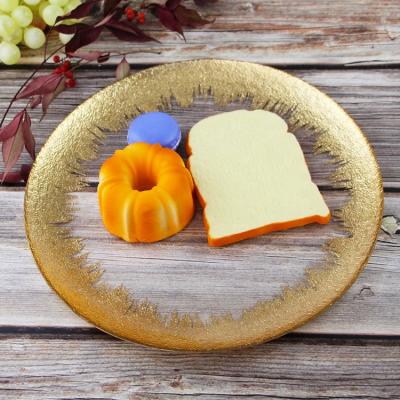 China Party Viable Tableware Glass Gold Thin Layer Wedding Glass Plates Gold Charger Dish for sale