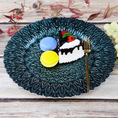 China 2021 Viable New Design Wedding Party Blue Ice Dinnerware Dish Green Charger Plate for sale