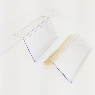 China Custom Transparent Goods Retail Eco-Friendly Shelves PET Logo Label Clip Plastic Price Tag Cargo Clip for sale