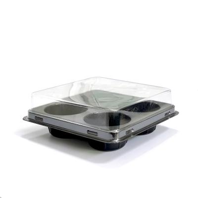 China Disposable 4 Dividers ACCEPT CUSTOM Disposable Plastic Clear Cupcake Packaging Boxes With Lid for sale