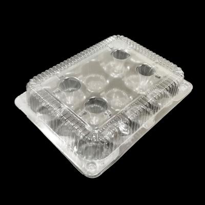 China Disposable ACCEPT CUSTOM 12 Cavity Clam Shell Shape Disposable Plastic Cupcake Carrier Container for sale