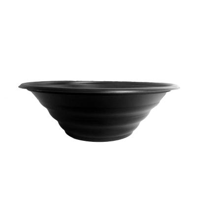 China 1000 ml PP Disposable WHOLESALE Disposable Rice Lunch Noodle Black Plastic Bowl For Japanese Serving for sale