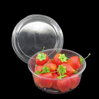 China 1000 ml Disposable Round Shape PET Material Disposable Clear Plastic Salad Bowl With Lid for sale