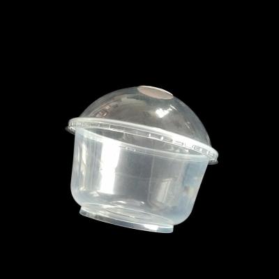 China Disposable ACCEPT CUSTOM 400ml round shape with dome lid disposable clear plastic salad bowl for sale