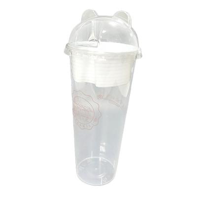 China WHOLESALE 16oz Disposable Snack Top Store Clear Disposable Plastic Drinks Cup With Lid for sale