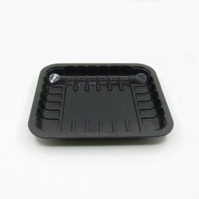 China Disposable CUSTOM FREE Square Shape Black Color PP Material Disposable Plastic Trays For Meat Packing for sale