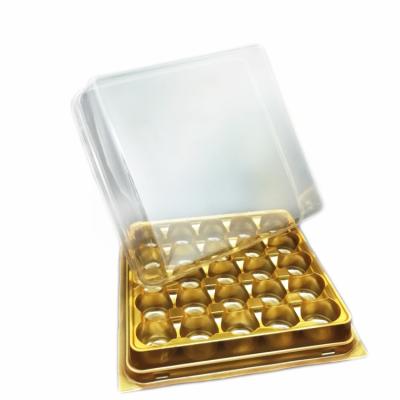 China Handmade ACCEPT CUSTOM Material Gold PET Disposable Plastic Dates Gift Packing Box for sale