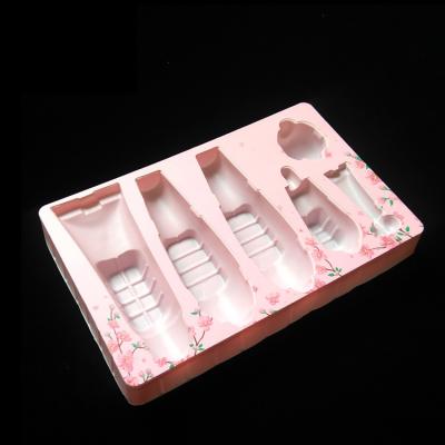 China Disposable ACCEPT CUSTOM Velvet Blister Plastic Tray Flocking Blister Packaging Plastic Cosmetic Tray for sale