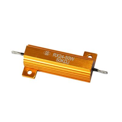 China 50 Ohm Non-applicable Gold RX24 250W 50R LRX Aluminum Shell Housed High Power Wire Wound Aluminum Resistor for sale