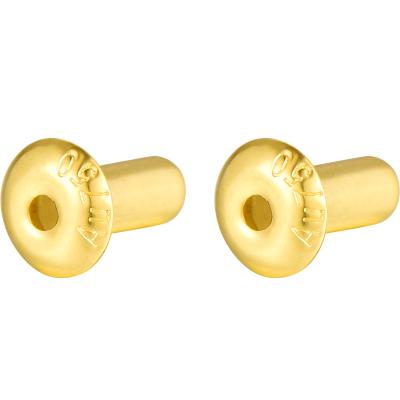 China Au 750 Jewelry DIY Accessories 18K Gold Solid Earring DIY 18k Gold Plastic Barrel Beads Gem Stone Hole Needles Post Mount For Jewelry Making for sale