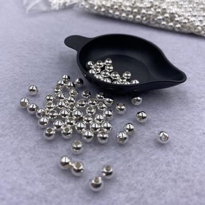 China 925 Sterling Silver 4mm Fine Jewelry 925 Sterling Silver Spacer Beads Necklace Bracelet Anklet Eearring Accessories Making DIY Finding Component for sale