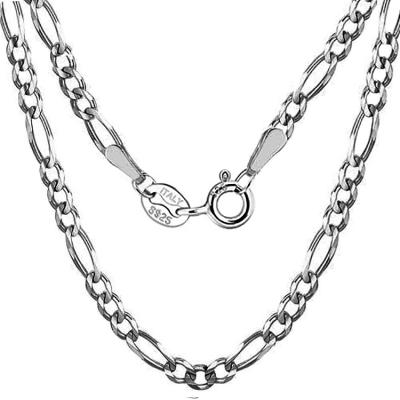 China Men wholesale thick and heavy 1.4-3.4mm silver strling men figaro chain for sale