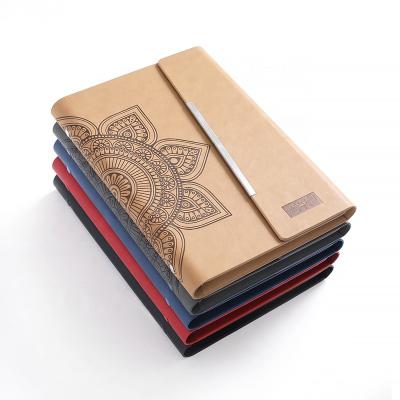 China Vintage Journal Office Refill Binder Notebook 2022 Magnetic Embossed Custom Manifestation Leather Planner for sale