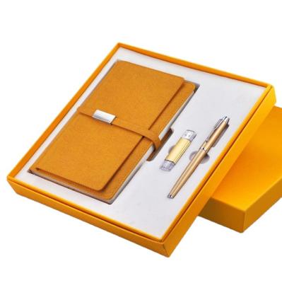 China Magnetic Business Promotional Custom Leather Diary Gift Sets Planner Notebook Leather Notebook With Pen for sale