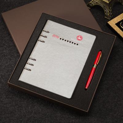 China Luxury Hardcover Book Business Gift Notebook Set Customize Leather Printing With Pen for sale