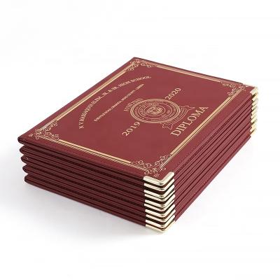 China Custom High Quality Office A4 A5 B5 PU Diploma Certificate Genuine Leather Folder / Certificate Holder for sale