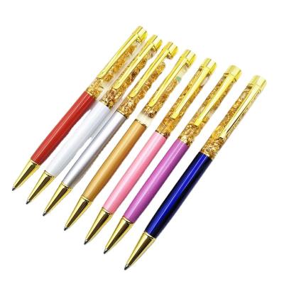 China Promotional Beautiful Luxury Metal Gold Foil Promotional Oil Pen Ballpoint Floating Liquid for sale