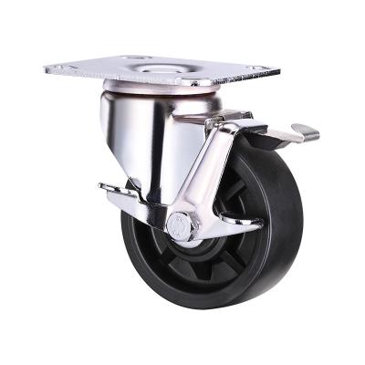 China SWIVEL 2 3 4  inch Zinc Plated Black Rubber Oil Proof Wheel Castor Rigid Swivel Locking Brake Trolley Cart Garbage Casters for sale