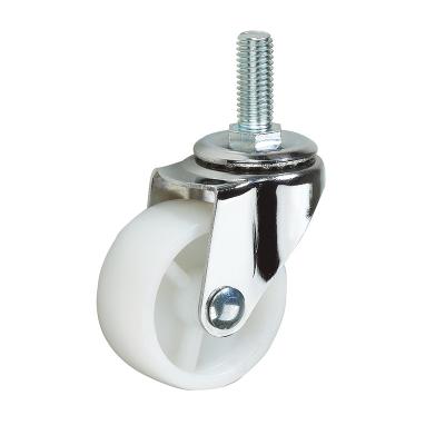 China SWIVEL Casters Screw White PP Plastic Threaded Stem Furniture 2 In 3 inch Light Duty roda white Caster Wheel pin for sale