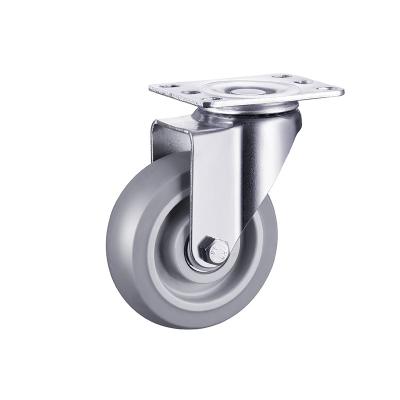 China SWIVEL 4-inch medium-sized single bearing TPR casters, silent universal casters, kitchen and amusement equipment, silent casters for sale